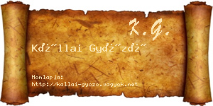 Kállai Győző névjegykártya